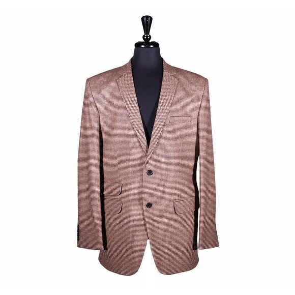 Mens Blazer Check Wool Brown Beige Formal Party Jacket Wedding Sport Coat 42R
